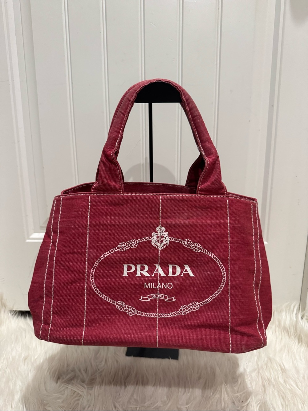 Prada Canvas Logo Tote